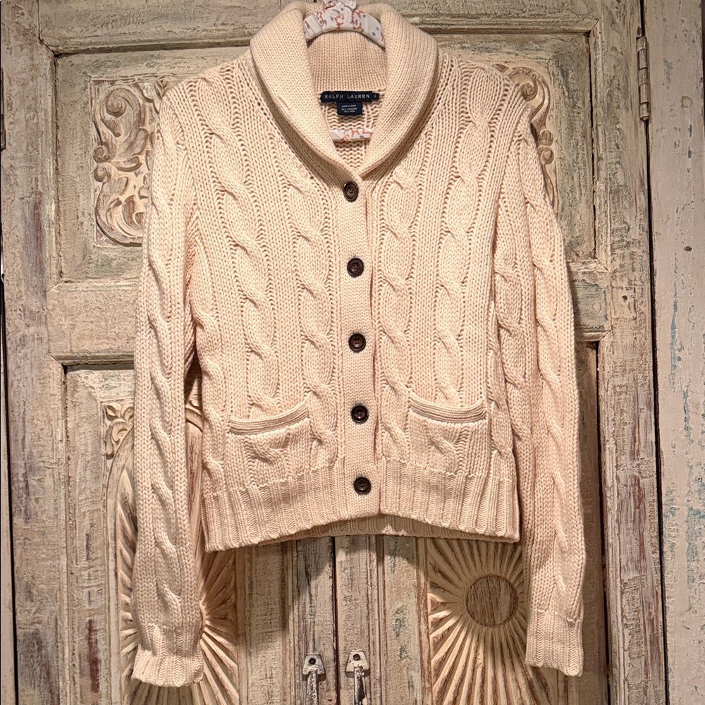 New Ralph Lauren Cashmere Blend Cable Knit Sweater /Large, Runs Small/